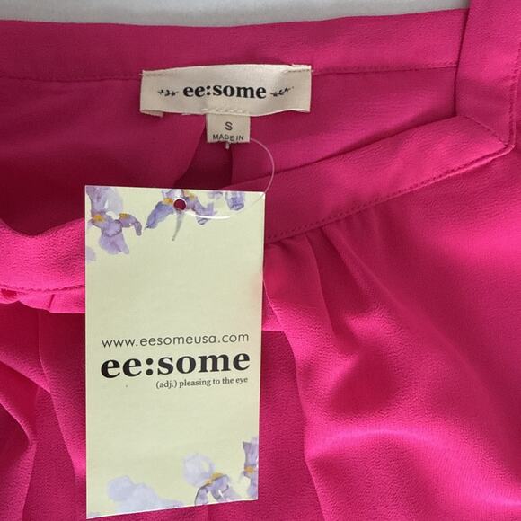 ee: some WOMENS BOUTIQUE PINK TOP CHIFFON OVERLAY SIZE SMALL NEW - Picture 6 of 8